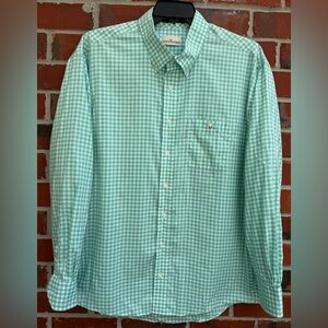 Cotton Brothers Men’s XXL Mint Green Gingham Button-Down Long Sleeve Shirt F4